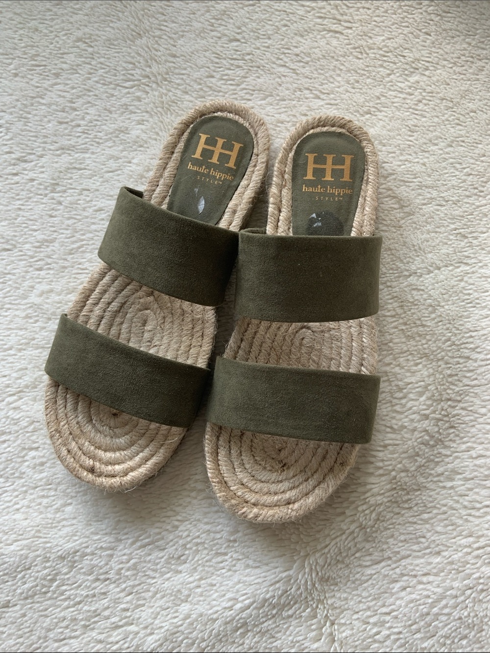 Haute Hippie Olive Double-Strap Espadrille Slide Sandals